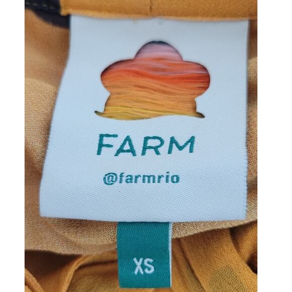 Farm Rio Blouse Womens X-Small Polka Dot Top Yellow & Black Preppy Glam Modern - Picture 7 of 8